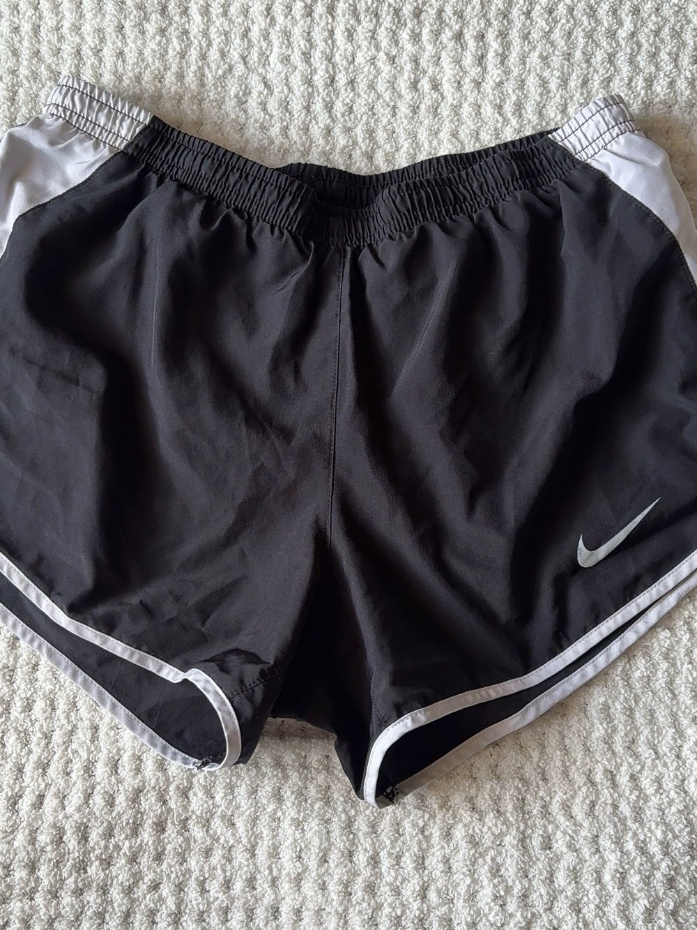 Nike Black Athletic Running Shorts with White Trim